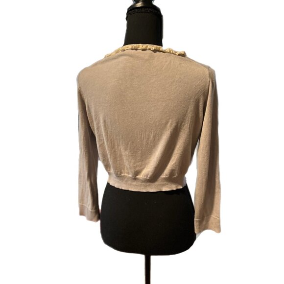 Agnes B lavendar ruffle bow-button cardigan - Picture 2 of 4